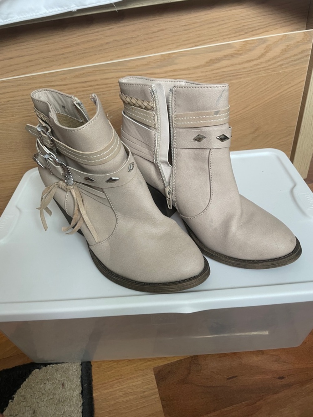 Jellypop Neutral Braided & Buckle Ankle Booties